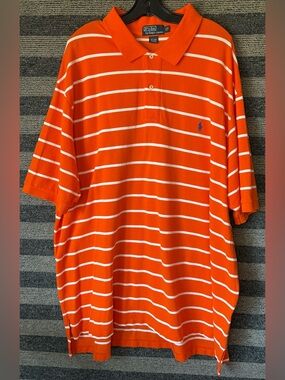 NWOT Polo Ralph Lauren Orange and White Striped Polo Shirt Big & Tall 4XLB